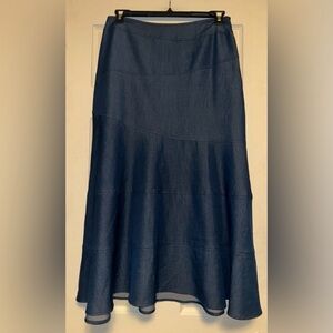 Midnight Velvet Deep Blue A-Line Skirt